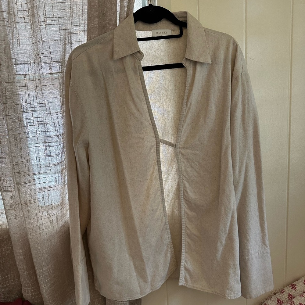 Beige Button-Up Shirt